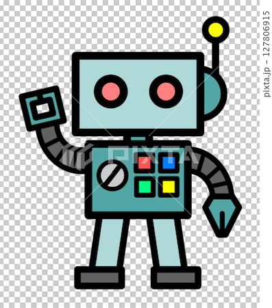 未来の正解で人工知能とAIを搭載するロボットのイラスト 127806915