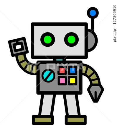 未来の正解で人工知能とAIを搭載するロボットのイラスト 127806916