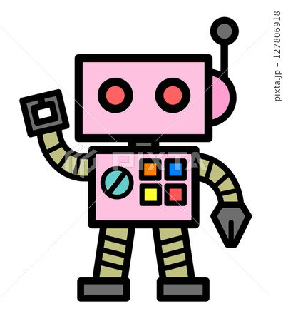 未来の正解で人工知能とAIを搭載するロボットのイラスト 127806918