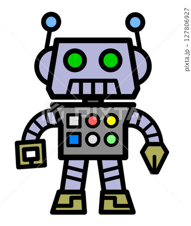 未来の正解で人工知能とAIを搭載するロボットのイラスト 127806927