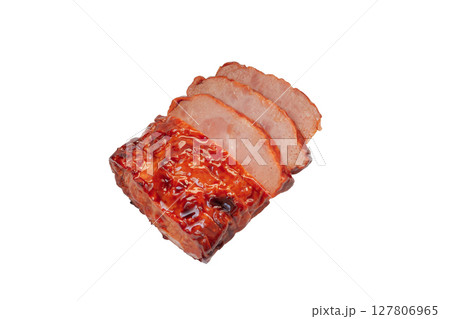 カットした焼き豚【白背景・切り抜き】 カットした焼き豚【白背景・切り抜き】 127806965