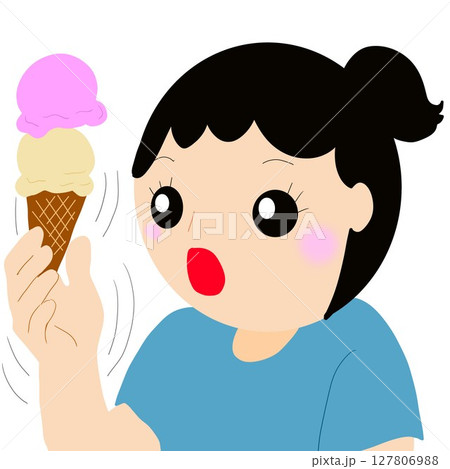 アイスを2段重ねにして落としそうな人 127806988