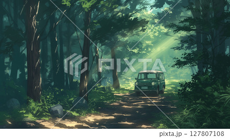 森の中の車 127807108