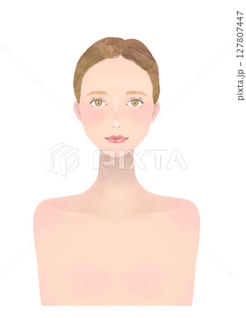 美容イメージの女性の上半身イラスト　スキンケア 127807447