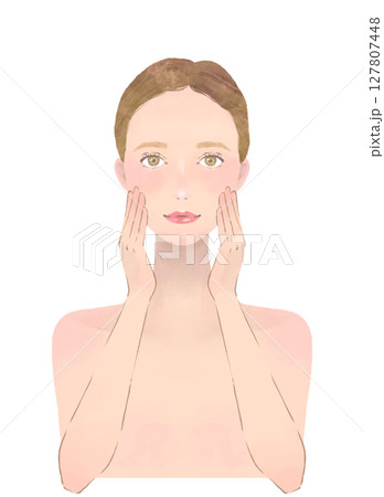 スキンケアをする女性の美容イラスト 127807448