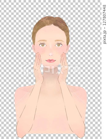 スキンケアをする女性の美容イラスト 127807448