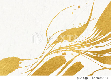 金色の毛筆アートのある和風背景 金色の毛筆アートのある和風背景 127808824
