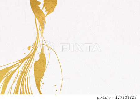 金色の毛筆アートのある和風背景 金色の毛筆アートのある和風背景 127808825