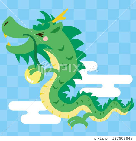 空を飛ぶ笑顔のドラゴンのベクターイラスト 127808845