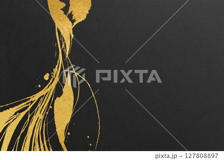 金色の毛筆アートのある和風背景 127808897
