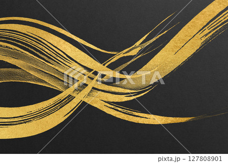 金色の毛筆アートのある和風背景 127808901