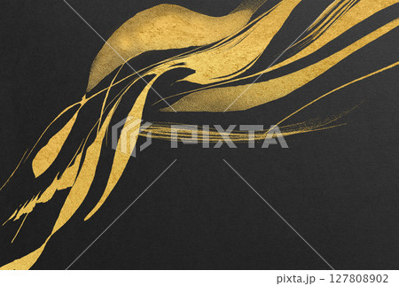 金色の毛筆アートのある和風背景 金色の毛筆アートのある和風背景 127808902