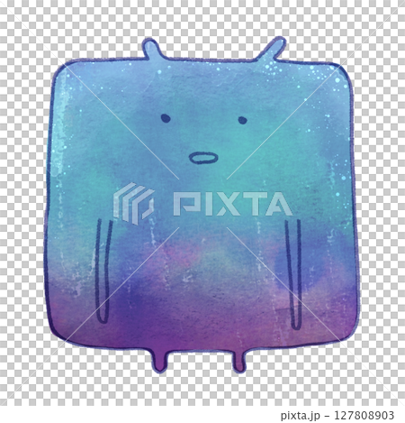 水彩風のかわいい不思議な四角いキャラクター 水彩風のかわいい不思議な四角いキャラクター 127808903