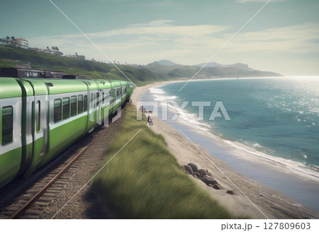 海岸沿いを走る鉄道 127809603