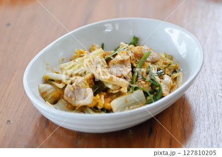stir fried vegetable in oyster sauce or vegetable salad or sukiyaki 127810205