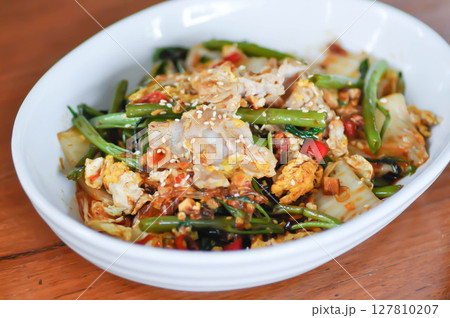 stir fried vegetable in oyster sauce or vegetable salad or sukiyaki stir fried vegetable in oyster sauce or vegetable salad or sukiyaki 127810207