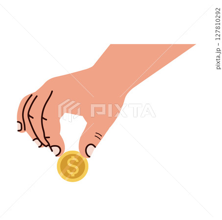Hand Holding a Dollar Coin Illustration 127810292