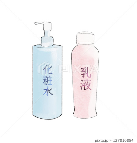 化粧水と乳液のボトルのイラスト 化粧水と乳液のボトルのイラスト 127810884