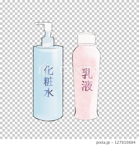 化粧水と乳液のボトルのイラスト 化粧水と乳液のボトルのイラスト 127810884
