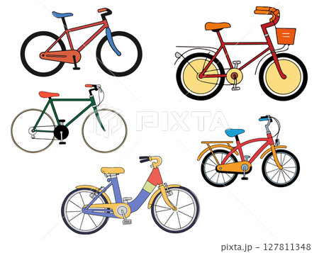 Collection of Colorful Cartoon Bicycles 127811348