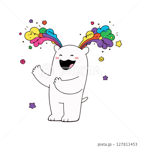 Happy Rainbow Bear Character 127811453