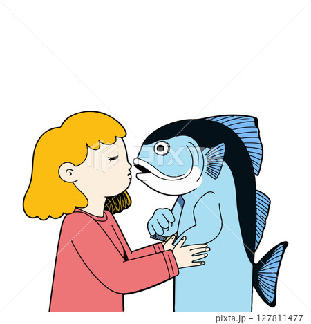 Girl and Fish Illustration 127811477