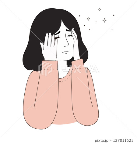 Woman experiencing headache or stress 127811523