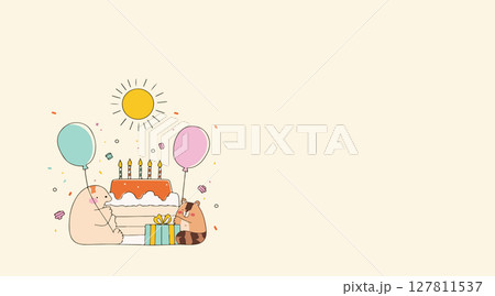Cute Animals Celebrating Birthday 127811537