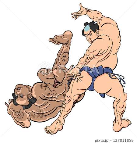 投げ飛ばす力士-決まり手 127811859