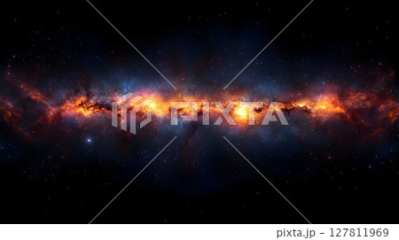 Fiery Cosmic River Nebula Across Starry Void Fiery Cosmic River Nebula Across Starry Void 127811969