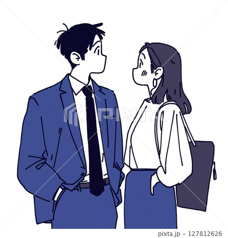 ビジネスマン　会社員　男女2人のイラスト 127812626