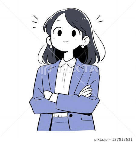 腕を組むビジネスウーマンのイラスト 127812631