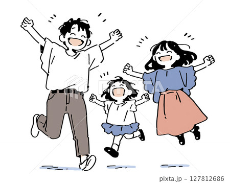 家族がジャンプするイラスト 127812686