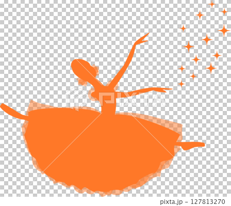芭蕾舞女星跳舞芭蕾橙色剪影 芭蕾舞女星跳舞芭蕾橙色剪影 127813270