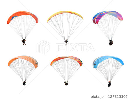 collection Bright colorful parachute on white background, isolated. collection Bright colorful parachute on white background, isolated. 127813305