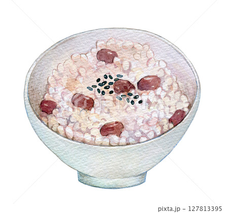 水彩イラスト　手描きイラスト  お赤飯 127813395