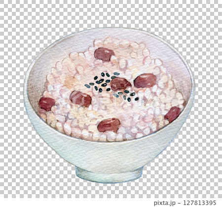水彩イラスト　手描きイラスト  お赤飯 127813395