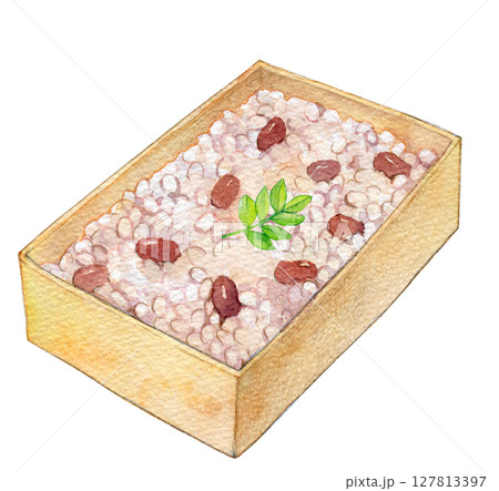 水彩イラスト　手描きイラスト  お赤飯 127813397