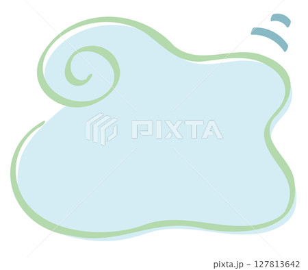 手描き筆タッチのくるりん雲フレーム/グリーンライン 手描き筆タッチのくるりん雲フレーム/グリーンライン 127813642