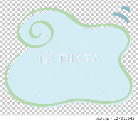 手描き筆タッチのくるりん雲フレーム/グリーンライン 手描き筆タッチのくるりん雲フレーム/グリーンライン 127813642