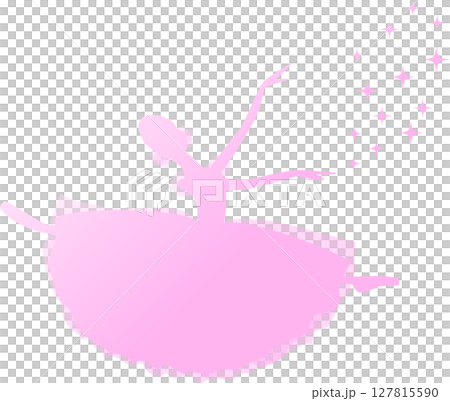 バレエを踊るバレリーナ　ピンク色のグラデーションのシルエット 127815590