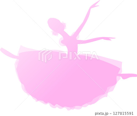 バレエを踊るバレリーナ　ピンク色のグラデーションのシルエット 127815591