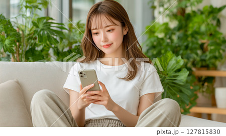 スマホを見る女性 スマホを見る女性 127815830