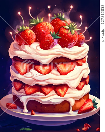 beautiful tasty cake with strawberries 127815852