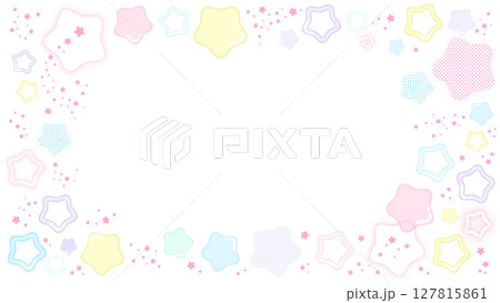 配信画面向け・ぷにぷに星のパステルカラーフレーム（透過素材） 127815861