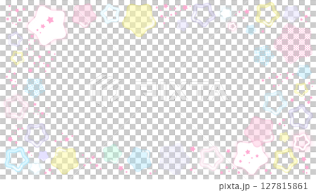 配信画面向け・ぷにぷに星のパステルカラーフレーム（透過素材） 127815861