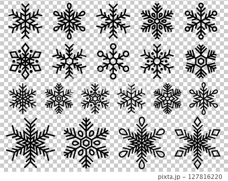 Snowflake line icon set Snowflake line icon set 127816220