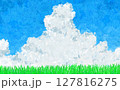 田舎の夏の風景をイメージした水彩背景素材 127816275