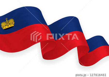 Liechtenstein national flag waving on white background 127816481