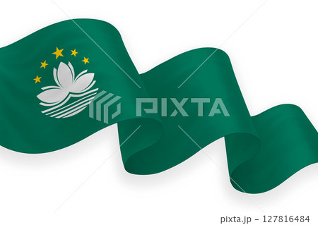 Macao national flag waving on white background 127816484